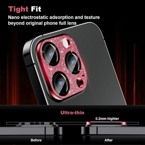 واقي عدسة الكاميرا لهاتف iPhone 15 Pro/iPhone 15 Pro Max، [حماية من السقوط وتغطية كاملة] واقي شاشة من الزجاج المقوى اللامع اللامع - أحمر لامع in Saudi Arabia