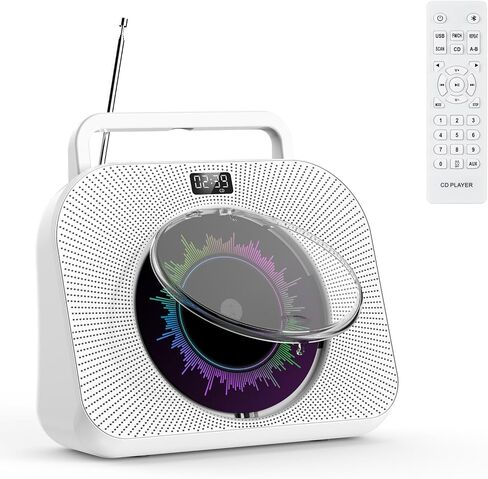 مشغل أقراص مضغوطة سطح المكتب مشغل أقراص مضغوطة بلوتوث مع مكبرات صوت CD Boombox مع شاشة مؤقت وبلوتوث مزدوج يدعم موسيقى النوم ومؤقت تشغيل بطاقة USB AUX TF in Saudi Arabia