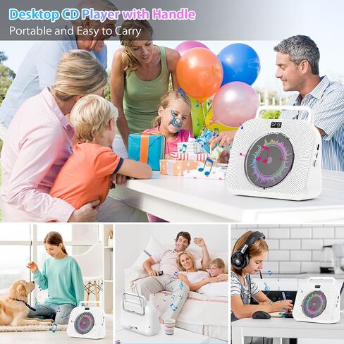 مشغل أقراص مضغوطة سطح المكتب مشغل أقراص مضغوطة بلوتوث مع مكبرات صوت CD Boombox مع شاشة مؤقت وبلوتوث مزدوج يدعم موسيقى النوم ومؤقت تشغيل بطاقة USB AUX TF in Saudi Arabia