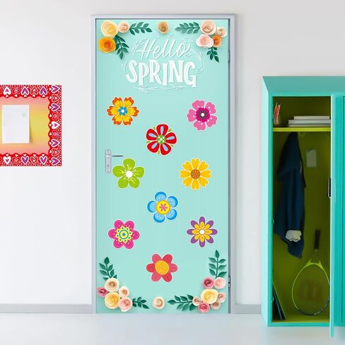 Flower Cutous 45 PCS Springtime Cutouts Versatile Colorful Flowers Classroom Decoration Cutouts with Glue Dots in Kuwait