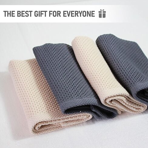 4Pack Cotton Gym Towel(13.7" x 27.5"), Yoga Sports Towel, Cool Waffle Pattern Towel for Neck and Face, Soft Breathable Absorbent Towel for Golf, Gym, Camping, Running, Workout, Kitchen in Kuwait