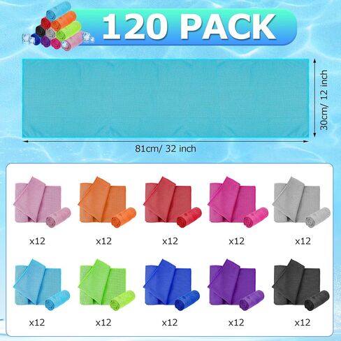 MENOLY 6 Pack Cooling Towel Workout Towel Sweat Towel Microfiber Towel Soft Breathable Chilly Towel for Sports, Gym, Yoga, Camping, Running, Fitness, Workout & More Activities (32"x12") in Saudi Arabia