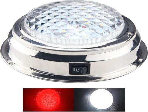 Marine Boat Dome Light LED with Switch Stainless Steel Surface Mount 12 Volts 6.7 Inches (Red and White) in Saudi Arabia