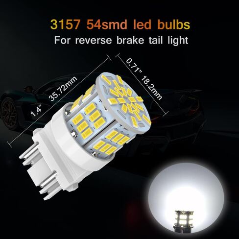 3157 لمبة ضوء الفرامل LED، 12 فولت - 24 فولت 3156 3057 3056 4157 3457 لمبة إضاءة بديلة LED لفرامل السيارة الذيل الجري وقوف السيارات ضوء احتياطي، 54SMD ضوء أحمر، قطعتان in Kuwait