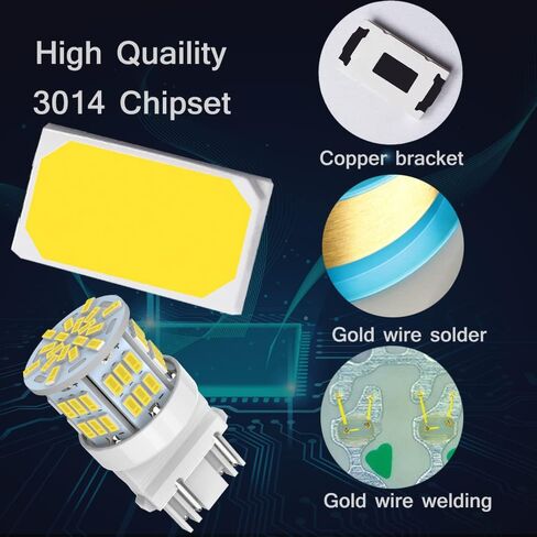 3157 لمبة ضوء الفرامل LED، 12 فولت - 24 فولت 3156 3057 3056 4157 3457 لمبة إضاءة بديلة LED لفرامل السيارة الذيل الجري وقوف السيارات ضوء احتياطي، 54SMD ضوء أحمر، قطعتان in Kuwait