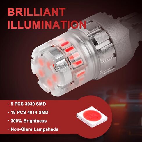 7440 7443 LED Strobe Brake Red Light Bulb, Flashing Strobe Blinking T20 W21W 7441 7444 7443R for 300% Brighter LED Tail Light Bulbs, Plug and Play LED Stop Bulbs（Pack of 2） in Saudi Arabia