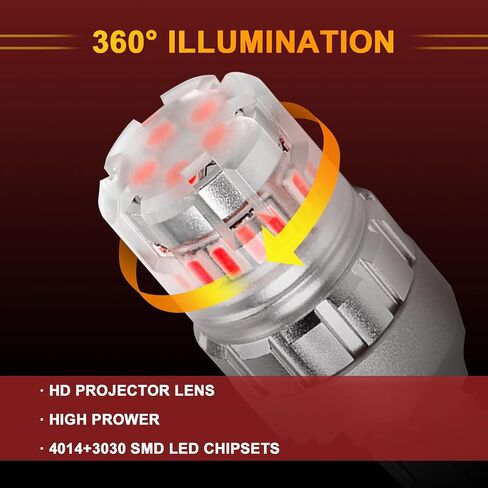 7440 7443 LED Strobe Brake Red Light Bulb, Flashing Strobe Blinking T20 W21W 7441 7444 7443R for 300% Brighter LED Tail Light Bulbs, Plug and Play LED Stop Bulbs（Pack of 2） in Saudi Arabia