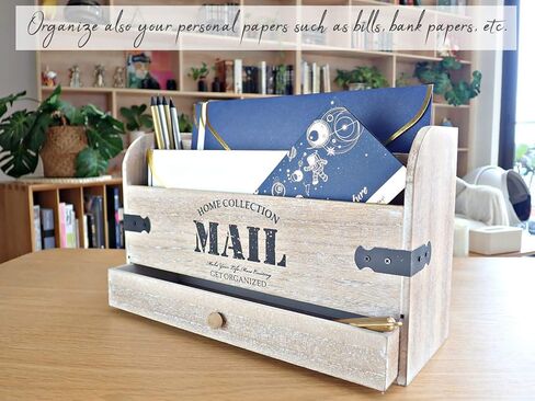 حامل بريد سطح المكتب منظم البريد - منظم مكتب خشبي وحامل ملفات وفارز البريد - ملحقات المكتب واللوازم المكتبية. منظم الملفات للمجلدات وحامل القلم ودرج واحد... in Kuwait