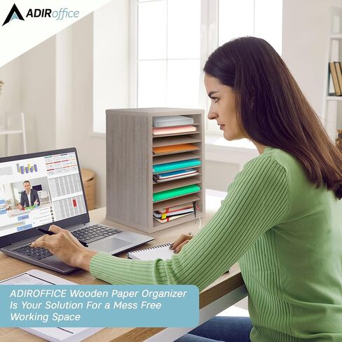 صندوق بريد AdirOffice Classroom - منظم بريد خشبي مكون من 11 حجرة، تخزين ورق البناء، فارز سطح المكتب الرأسي مع فتحات، صناديق بريد مع أرفف قابلة للإزالة (11 فتحة، أسود) in Saudi Arabia
