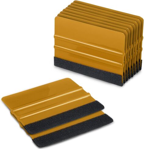 ممسحة لباد السيارة للفينيل، مكشطة بلاستيكية بحافة لباد، أداة تطبيق تثبيت الفينيل، ممسحة احترافية لفيلم السيارة خالية من الخدوش (ذهبي، 10 عبوات) in Kuwait