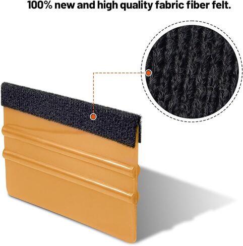 ممسحة لباد السيارة للفينيل، مكشطة بلاستيكية بحافة لباد، أداة تطبيق تثبيت الفينيل، ممسحة احترافية لفيلم السيارة خالية من الخدوش (ذهبي، 10 عبوات) in Kuwait