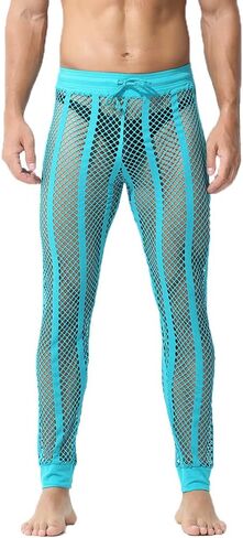 سراويل شبكية للرجال مخططة بشبكة صيد السمك، سراويل ضيقة للياقة البدنية، سراويل ضيقة للتمرين in Kuwait