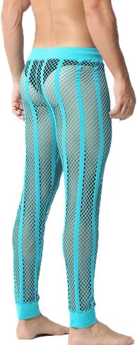 سراويل شبكية للرجال مخططة بشبكة صيد السمك، سراويل ضيقة للياقة البدنية، سراويل ضيقة للتمرين in Kuwait