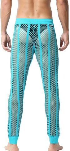 سراويل شبكية للرجال مخططة بشبكة صيد السمك، سراويل ضيقة للياقة البدنية، سراويل ضيقة للتمرين in Kuwait