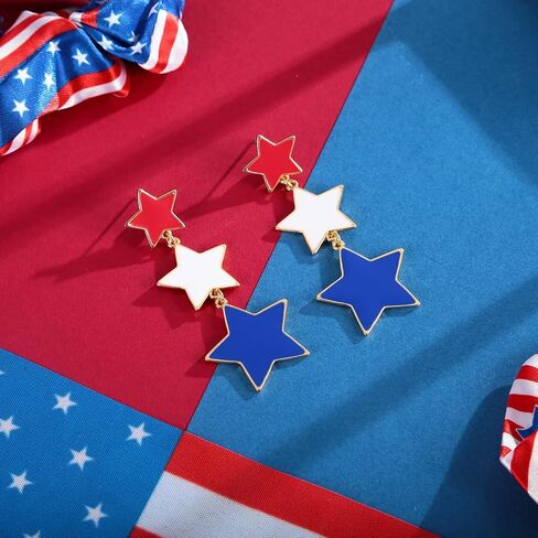 American Flag Earrings 4th of July Earrings for Women USA Dangle Drop Earrings Independence Day Patriotic Earrings Holiday Gifts in Saudi Arabia
