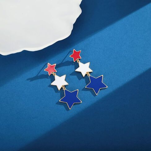 American Flag Earrings 4th of July Earrings for Women USA Dangle Drop Earrings Independence Day Patriotic Earrings Holiday Gifts in Saudi Arabia