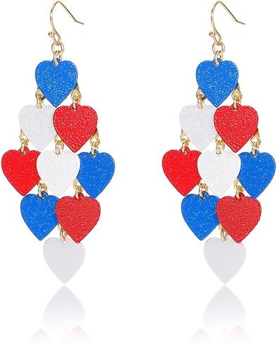 American Flag Earrings 4th of July Earrings for Women USA Dangle Drop Earrings Independence Day Patriotic Earrings Holiday Gifts in Saudi Arabia