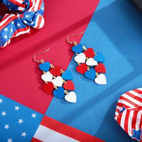 American Flag Earrings 4th of July Earrings for Women USA Dangle Drop Earrings Independence Day Patriotic Earrings Holiday Gifts in Saudi Arabia