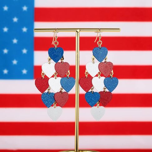 American Flag Earrings 4th of July Earrings for Women USA Dangle Drop Earrings Independence Day Patriotic Earrings Holiday Gifts in Saudi Arabia