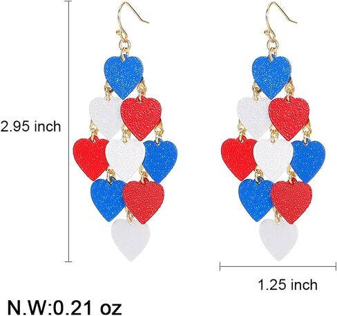 American Flag Earrings 4th of July Earrings for Women USA Dangle Drop Earrings Independence Day Patriotic Earrings Holiday Gifts in Saudi Arabia