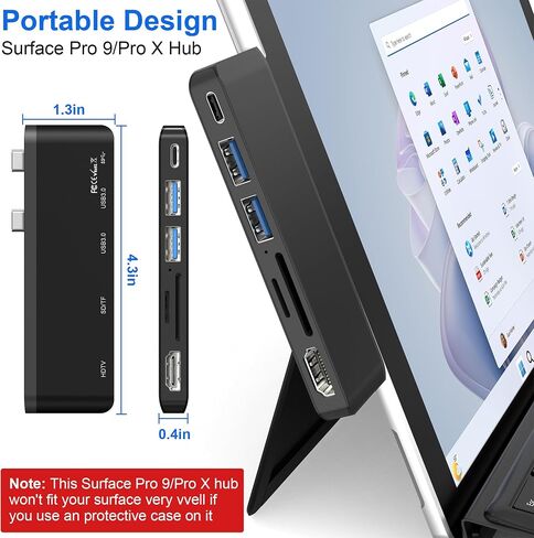 USB 3.0 Surface Pro 6/Pro 5/Pro 4 USB Hub Docking Station 4K HDMI Hub Adapter, SD & TF/Micro SD Memory Card Reader, 4K@30Hz HDMI Port Converter Accessories for Microsoft Surface Pro 6/5/4 in Kuwait