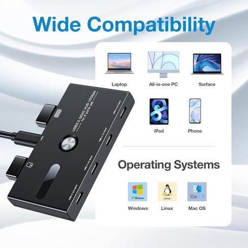 10Gbps USB C Hub, 6 Ports Type C Splitter, USB Type C to USB C/A Adapter for PC, Laptop, MacBook Pro/Air, iMac, Surface Pro, Chromebook, Etc(HUB ONLY, Not Support Charging/Monitor) in Kuwait