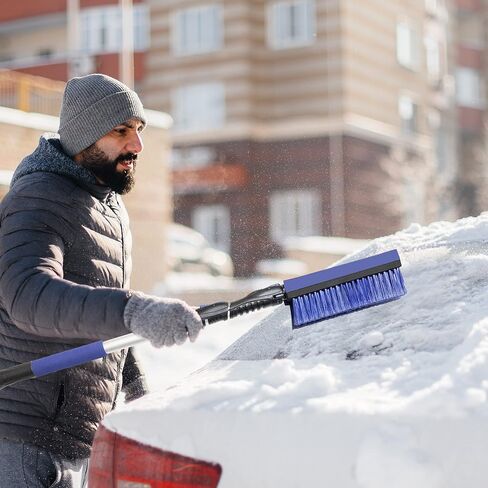 فرشاة ثلج T-Plough مقاس 46 بوصة، محرك ثلج قابل للتمديد مع ممسحة مطاطية ومكشطة ثلج، مقبض إسفنجي لنوافذ الزجاج الأمامي للسيارة والسيارات الدفع الرباعي والشاحنات in Saudi Arabia