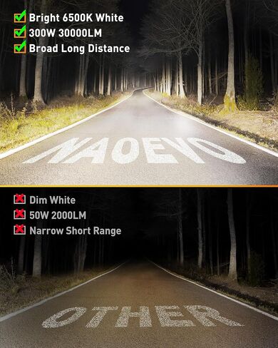 شريط إضاءة LED مقاس 12 بوصة من NAOEVO، 300 وات 30000 لومن LED للطرق الوعرة/القيادة/مصابيح الضباب، مصابيح LED للعمل لشاحنة UTV ATV وجرار وعربة الجولف وقارب الجيب، قطعة واحدة (أبيض) in Kuwait