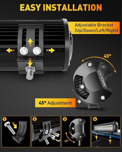 شريط إضاءة LED مقاس 12 بوصة من NAOEVO، 300 وات 30000 لومن LED للطرق الوعرة/القيادة/مصابيح الضباب، مصابيح LED للعمل لشاحنة UTV ATV وجرار وعربة الجولف وقارب الجيب، قطعة واحدة (أبيض) in Kuwait