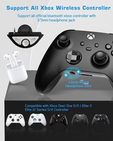 محول سماعة رأس بلوتوث لجهاز تحكم Xbox One وXbox Series X|S، محول سماعة رأس استريو، ضبط توازن الصوت (صوت اللعبة والدردشة الصوتية)، مستوى الصوت، الميكروفون مباشرة in Kuwait