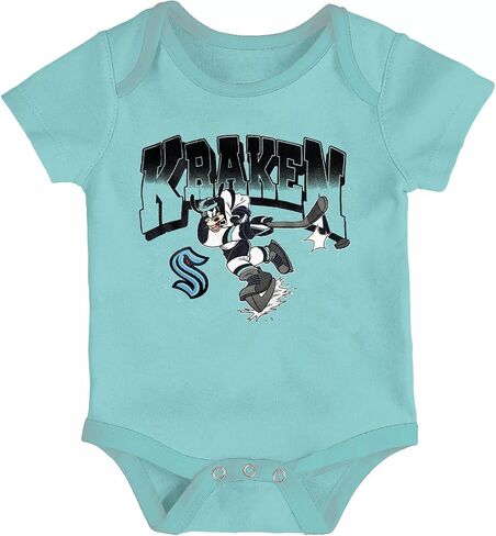 OuterStuff Seattle Kraken 3-Pack Newborn Infant Size 0-24 Month Gametime Frenzy Logo Baby Bodysuit Onesie in Saudi Arabia