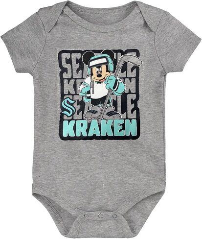 OuterStuff Seattle Kraken 3-Pack Newborn Infant Size 0-24 Month Gametime Frenzy Logo Baby Bodysuit Onesie in Saudi Arabia