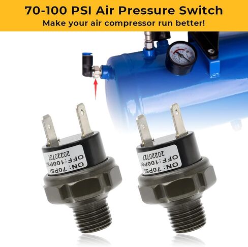 AUTOVIC 70-100 PSI مفتاح ضغط الهواء الموضوع 1/4 "NPT 12V/24V ضاغط الهواء مفتاح ضغط خزان نوع التركيب لبوق الهواء القطار 1/4 بوصة-2 حزمة in Kuwait
