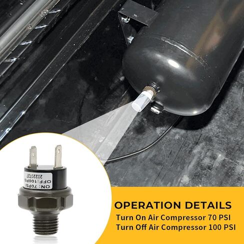 AUTOVIC 70-100 PSI مفتاح ضغط الهواء الموضوع 1/4 "NPT 12V/24V ضاغط الهواء مفتاح ضغط خزان نوع التركيب لبوق الهواء القطار 1/4 بوصة-2 حزمة in Kuwait