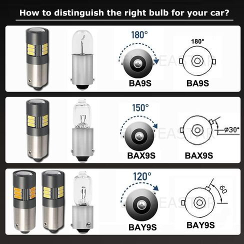 BA9S T4W LED Bulbs White 6000K 12V-24V 15LED SMD4014 Canbus Error Free with Projector For Car Sidelights Backup Interior Light, 2 Pack in Kuwait
