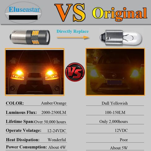 BA9S T4W LED Bulbs White 6000K 12V-24V 15LED SMD4014 Canbus Error Free with Projector For Car Sidelights Backup Interior Light, 2 Pack in Kuwait
