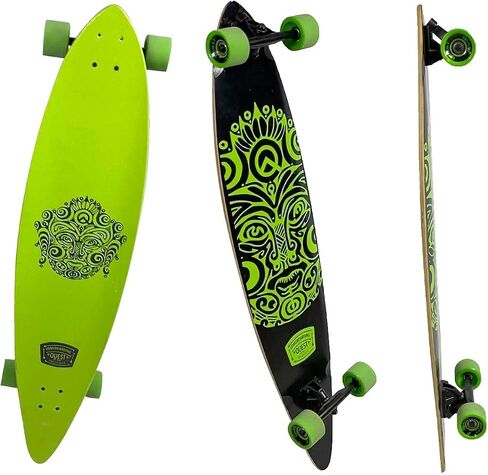 Quest Longboard Skateboard Green Royal for Beginners & Pro | Long Skateboard for Boys, Girls, and Adults | 44 Inch Deck, 7 Ply Russian Maple | Assembled Complete Board Skateboard in Saudi Arabia