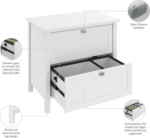 Bush Furniture Broadview 2 Drawer Lateral File Cabinet in Pure White Storage for Home Office Workspace in Kuwait