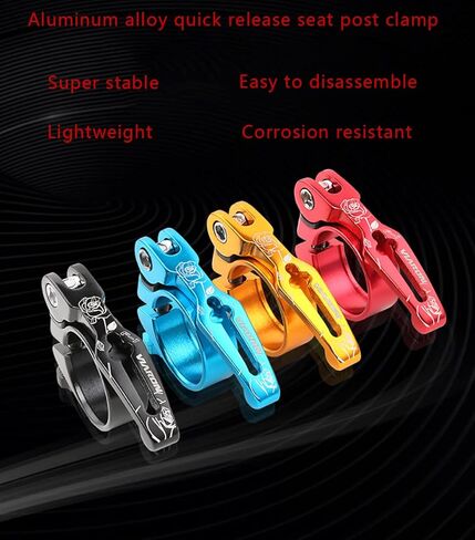 Bike Seat Post Clamp Aluminium Alloy Quick Release Bicycle Seat Clamp 31.8/34.9MM (Black, 31.8mm) in Saudi Arabia