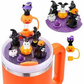 DIY Cup Lid Topper for Halloween Stanley Cup Accessories 40oz, Halloween DIY Lid Topper Accessories for Stanley Cup with Straw Cover(Pumpkin Thief)