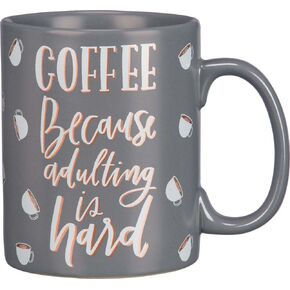 Primitives by Kathy | Coffee Because Adulting is Hard Coffee Mug, travel pillow -modelf146