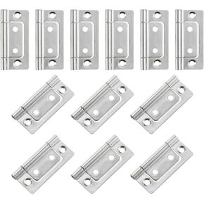 uxcell 12Pcs 2x1 Inch Door Hinges Non-Mortise No Noise Bifold Door Hinges Plating for Cabinet Furniture Window Wardrobe, Silver Tone