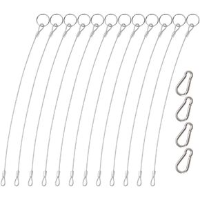 12 Pcs Stainless Steel Cable with Loops,YuCool 2mm 316 Safety Cable Lock with 4 Pcs Hoist Buckle for Outdoor Gates, Stage Lighting, Luggage Lock Wire Rope with Loops