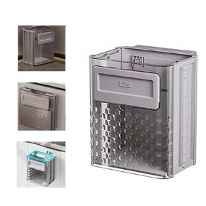 3 Gallon Hanging Kitchen Trash Can, Foldable Waste Bin for Kitchen, Food Waste Bin for Countertop, Mountable Garbage Can for Bathroom, Bedroom, Office (Grey)