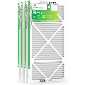 12x24x1 Air Filter 4 Pack, MERV 8 Pleated Dust Defense Air Filters Replacement Air Conditioner HVAC AC Furnace Filter, Durable and Lightweight