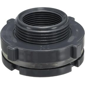 PATIKIL PVC Bulkhead Fitting G 1-1/4, Double Threaded Bulkhead Water Tank Connector with PVC Seal Gasket for Rain Bucket, Sinks, Aquariums, Grey