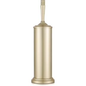 Stainless Steel Toilet Brush and Holder,Toilet Bowl Brush with Long Handle for Bathroom,Toilet Brushes-Space Saving,Covered Brush, Durable, Deep Cleaning,Splash Resistant (Gold)