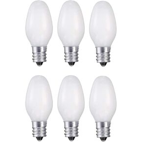 Night Light Candelabra Base White Bulb - 6 Pack