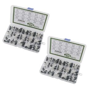 Electrolytic Capacitors, 2set 190pcs 15 Value -40~105℃ 0.1uF-220uF Electrolytic Capacitor