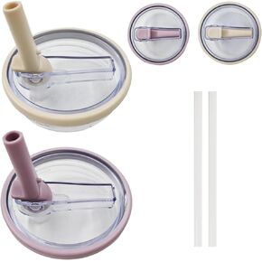 2-Piece 40 oz (Approx. 1134.0 g) Replacement Flip Top Straw Lid for Stanley Quencher, Spill and Splash Proof Lid, Reusable Flat Bottom Lid for Stanley Mug Accessories (pure white 2pcs)